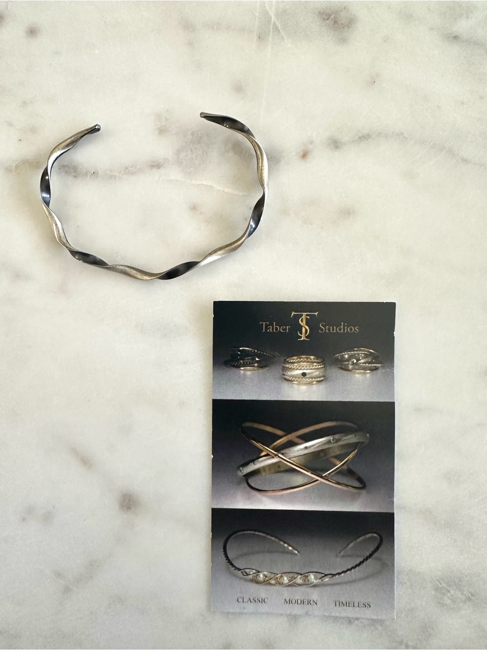 Taber Studios Twisted Sterling Silver Cuff Bracelet Modern Artisan - Picture 3 of 5